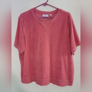 Pink Terry Cloth Short Sleeve Top Size 1XL
